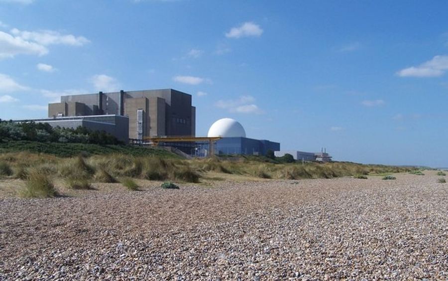 Archive: Sizewell nuclear power station complex on the Suffolk coast seen across dunes/scrub, 13 Jul 2006 (Ivor Branton, CC BY-SA 2.0). Not the September 2026 first commercial Green Rail Route freight arrival, not a Class 66 / Tunstead aggregates train still, and not Sizewell C construction progress photography from 2026.