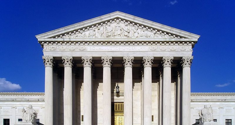 Archive: West façade of the U.S. Supreme Court Building, Washington, D.C. — full pediment, “Equal Justice Under Law” on the architrave, and the Contemplation of Justice and Authority of Law statues at the stair flanks. UpstateNYer, License CC BY-SA 3.0. Not the 25 September 2026 SAVE stay day, not day-of justices or counsel photography, not a hearing still, and not modified-SAVE or Social Security database imagery.