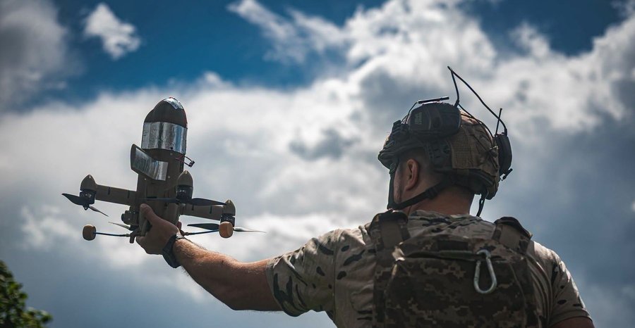 Archive photo: a soldier of Ukraine’s 114th Territorial Defence Brigade launches a Sting interceptor drone, a type built to hunt down attack drones, June 2026.