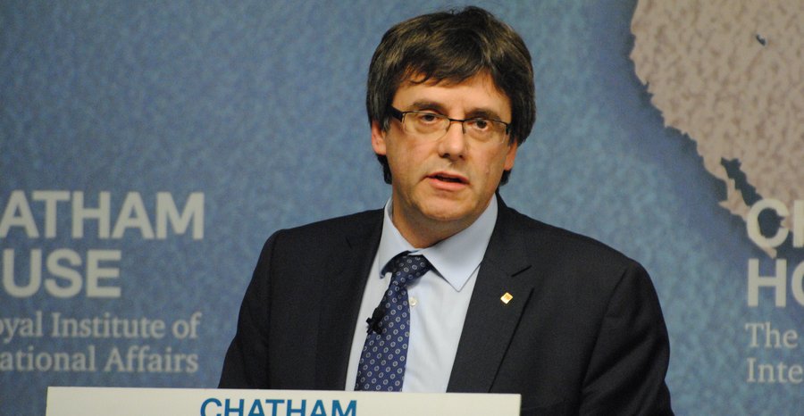 Archive photo: Carles Puigdemont, then president of Catalonia's regional government, speaking at Chatham House in London in May 2016.