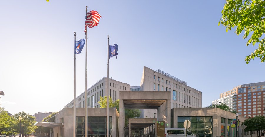 Archive photo: the national headquarters of the Bureau of Alcohol, Tobacco, Firearms and Explosives in Washington in April 2026.