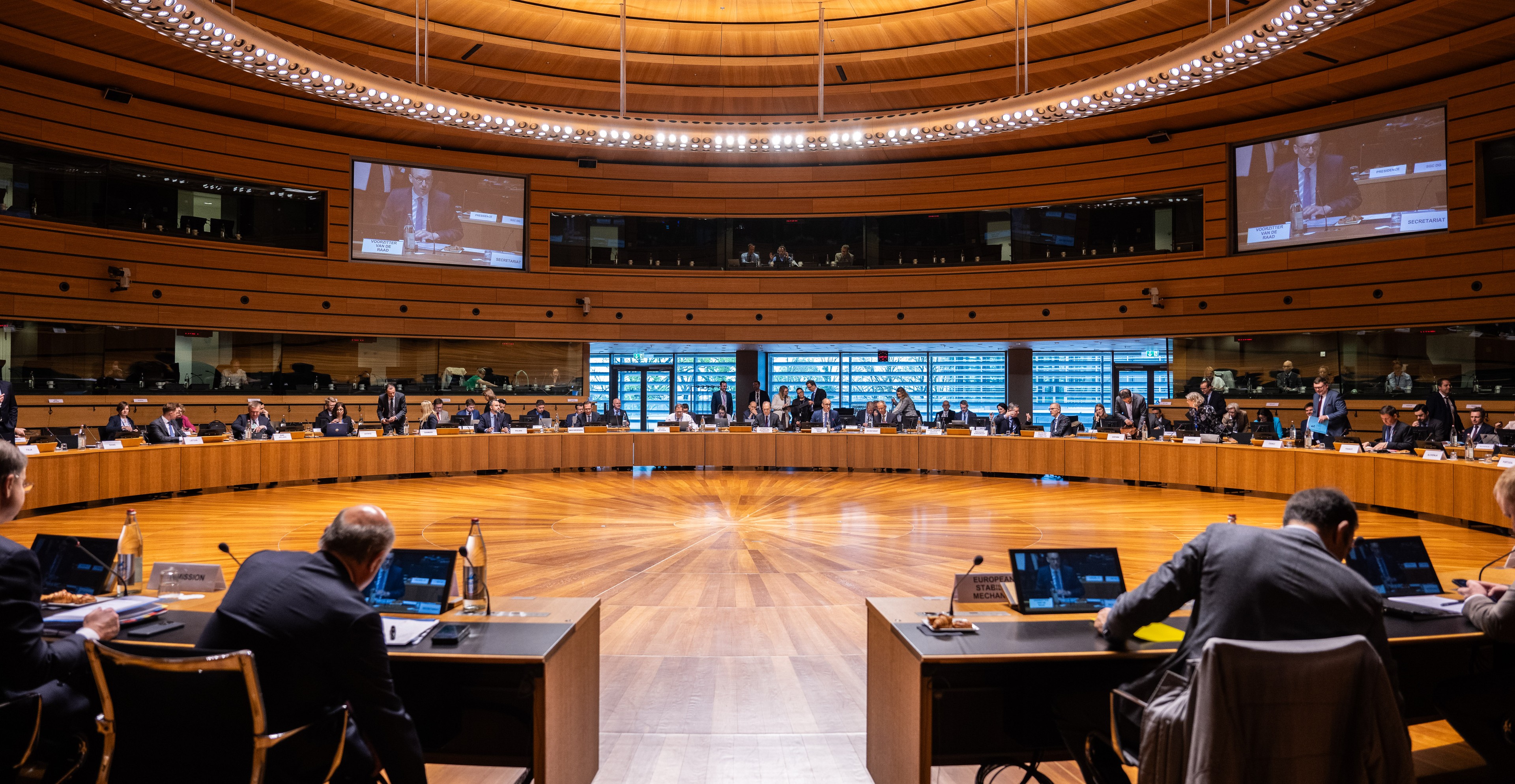 Archive photo: EU finance ministers in session in the Council meeting room at the European Convention Center Luxembourg in April 2024.